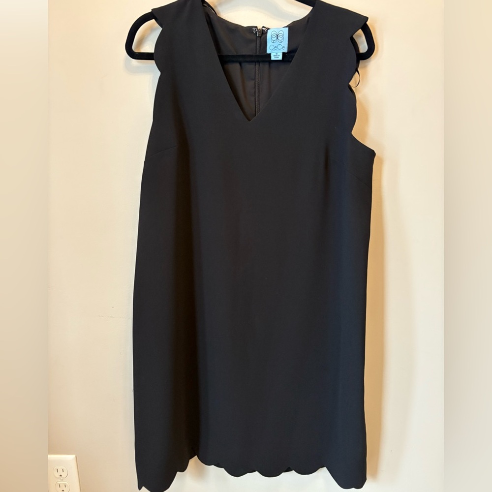 CeCe Black Scalloped Mini Dress